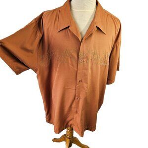 Havanera Co Embroidered Button Up Shirt Mens 2XL Sienna Color Short Slv VTG NWT